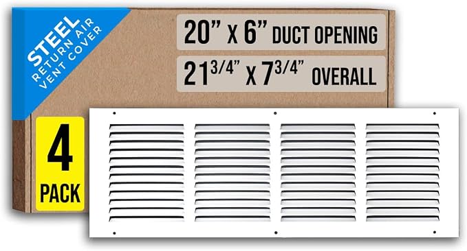 Fits 20x6 Duct Opening | Steel Return Air Grille by Handua | Vent Cover Grill by Handua