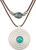 Boho Necklaces for Women Chunky Circle Necklace Layered Boho Circle Leather Choker Necklace Long Vintage Necklaces Bohemian Jewlery Gifts