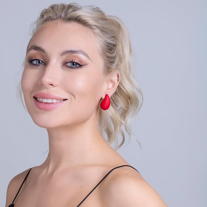 Chunky Acrylic Hoop Earrings, Lightweight Waterdrop Hoops Earrings, Hypoallergenic Trendy Jewelry for Women