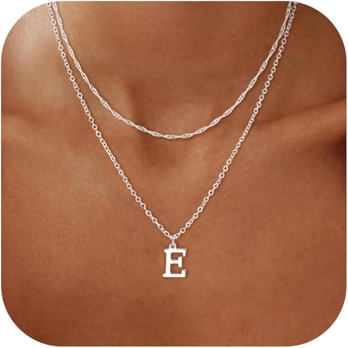 14K Gold Plated Initial Necklaces for Women Dainty Layered Letter Pendant Necklace Cute Choker Necklace Gift Trendy Stuff Personalized Jewelry Stack for Women Her