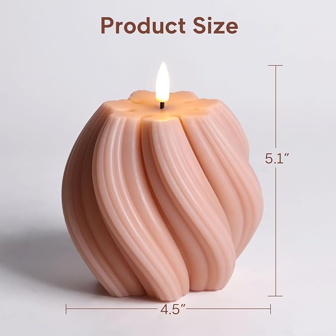 Dusty Pink Swirl Flameless Candles - Image 2