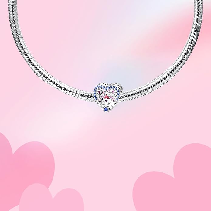 Birthday Fashion Love Heart Dangle Charm 925 Sterling Silver Charms fits Bracelets and Necklace Pendant Bead Charms Jewelry Present for Women Family Friends