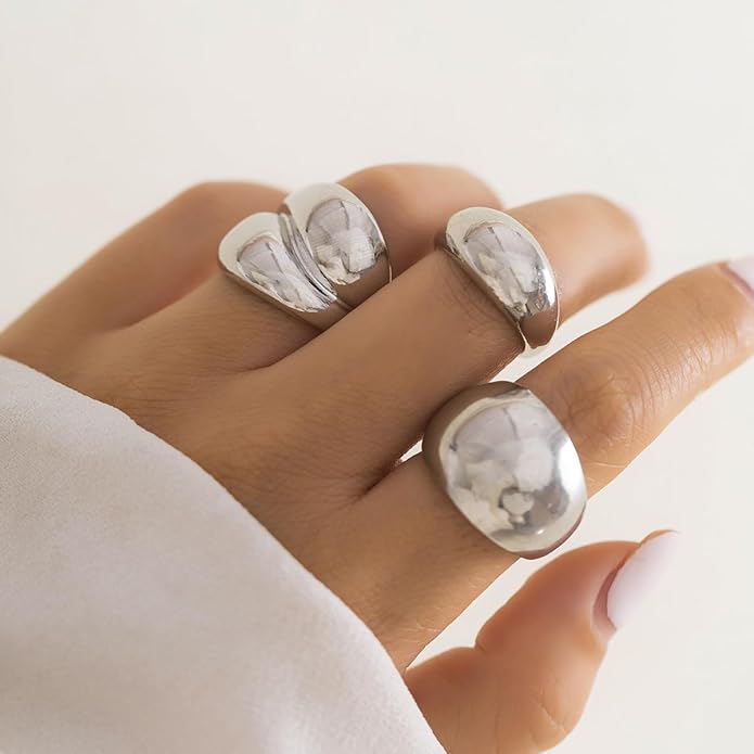 Sora Tuki Rings for Women Chunky Rings Set Adjustable Stackable Ring for Women Bold Thick Statement Ring Trendy Chunky Jewelry