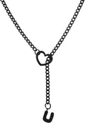 Black Heart Slip Chain Initial Necklaces for Women,Stainless Steel O-Ring Adjustable Lariat Heart Y-Necklace,Punk Gothic Cuban Collar Choker Necklace for women