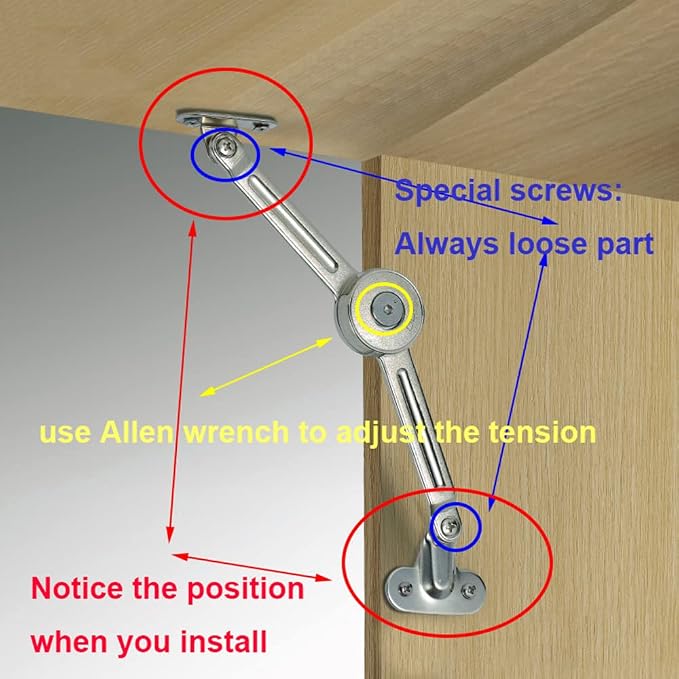4 Packs Qrity Cabinet Cupborad Furniture Door Lift Stay Support Hinge Damper - Image 2