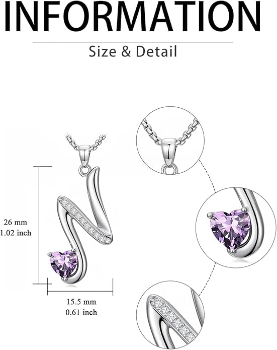 Valentines Day Gifts for Women Alphabet A to Z Initial Birthstone Pendant Necklaces for Women - 18k White Gold Plated Personalized Name Jewelry Valentine Mothers Day Birthday Gifts for Women Her Girlfriend