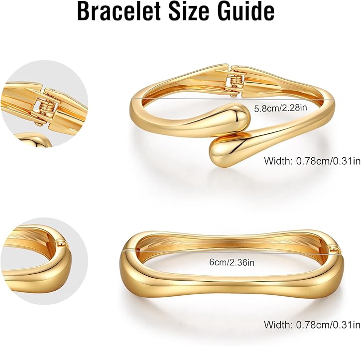 Chunky Gold Bangle Bracelets for Women Trendy 14K Gold Plated Cuff Bracelets Stack, Dainty Bracelet Sets Fashion Jewelry Gift