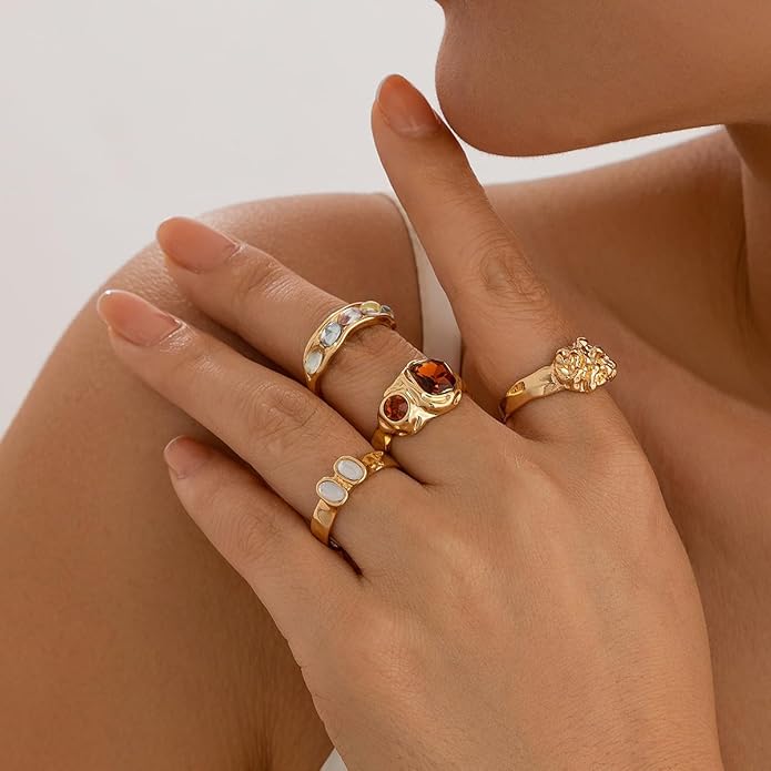 Sora Tuki Rings for Women Chunky Rings Set Adjustable Stackable Ring for Women Bold Thick Statement Ring Trendy Chunky Jewelry