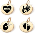 SM Design Pregnancy & New Baby Charm Set – Set of 4 Meaningful Stainless Steel Charms – Great for Crafting, Making Bracelets and Necklaces - Meaningful Keepsake Charms for Expecting & New Moms