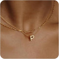 Initial Necklaces for Women, Trendy 14K Gold Plated Layered Necklace Dainty A-Z Letter Custom Name Personalized Choker Necklaces Non Tarnish Fashion Accessories Gold Jewelry Birthday Gifts for Her