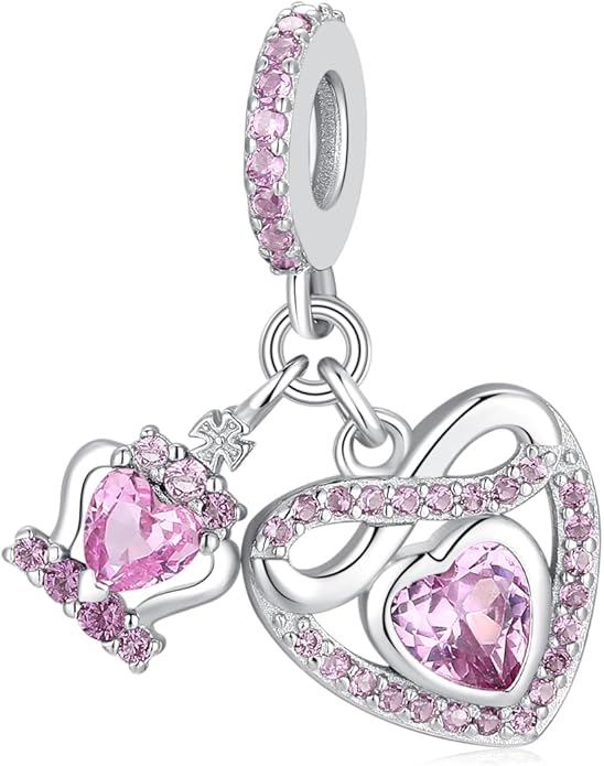 Birthstone Charms for Pandora Charms Bracelets - 925 Sterling Silver Infinity Heart Dangle Charm fit Bracelet and Necklace Birthday Jewelry Gifts For Women