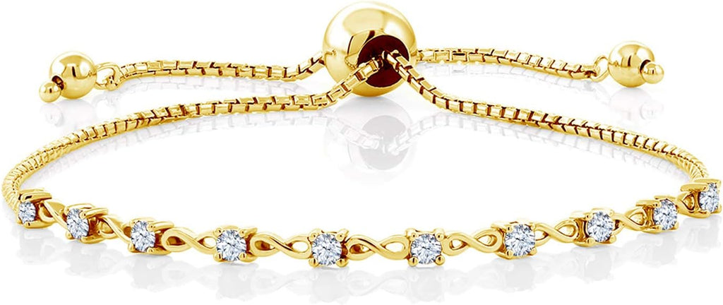 Gem Stone King Round Gemstone Birthstone Tennis Bracelet For Women | 925 Sterling Silver | 2.5MM Round | Fits Up To 9 Inch Wrist | Adjustable Bolo Bracelet For Women | Easy-On Easy-Off