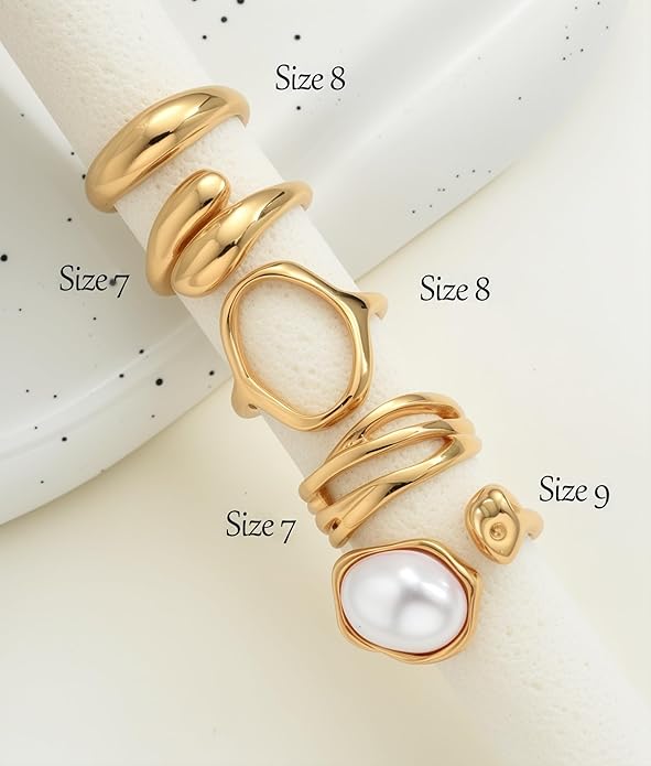 YEEZII 20 Pcs Gold Ring Set for Women, Chunky Statement Flower Finger Midi Rings, Big Boho Stacking Rings Pack Trendy Stuff Jewelry Gift