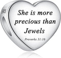 Bible Family Mom Wife Love Heart Dangle Charm 925 Sterling Silver Charms fits Bracelets and Necklace Pendant Bead Charms Jewelry Present for Women Family Friends