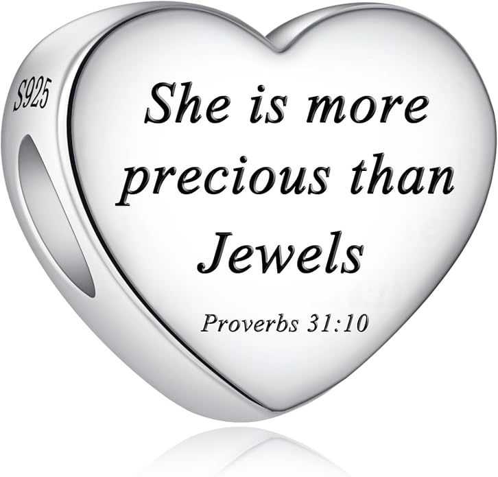 Bible Family Mom Wife Love Heart Dangle Charm 925 Sterling Silver Charms fits Bracelets and Necklace Pendant Bead Charms Jewelry Present for Women Family Friends