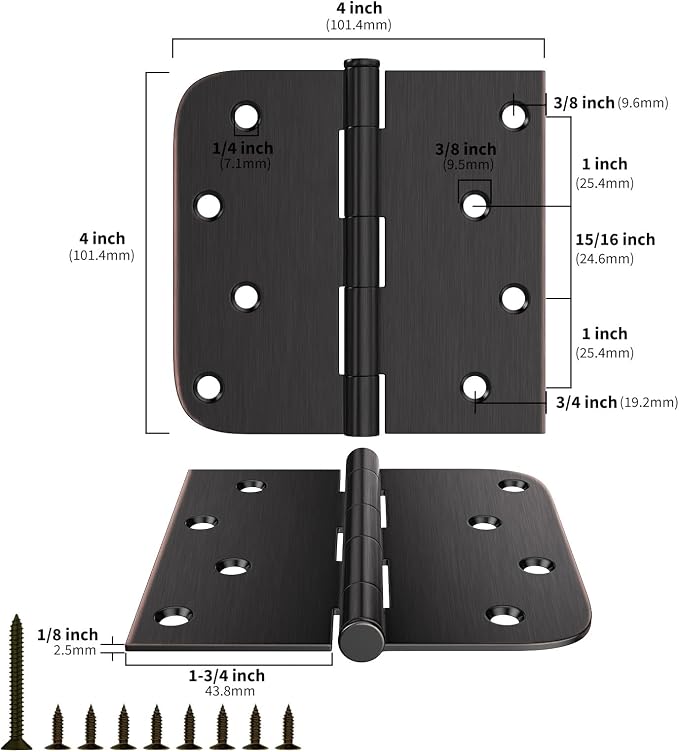 18 Pack goldenwarm 4in Oil Rubbed Bronze Door Hinges Interior Door Hinges 4 x 4 - Image 2
