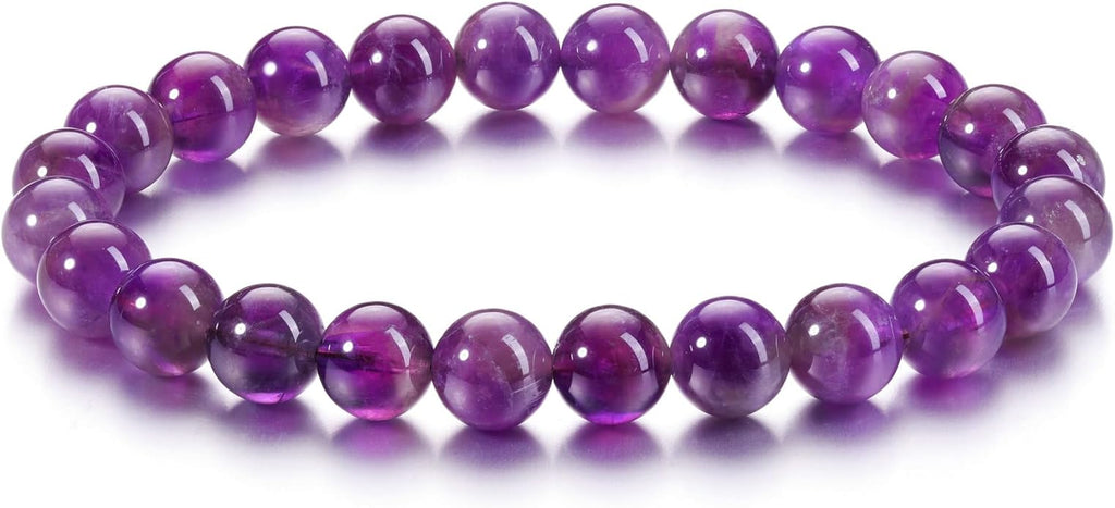 Jovivi Crystal Bracelets for Women Men - 8mm Handmade Natural Semi Precious Gemstone Beaded Bracelets, Round Stone Beads Stretch Bracelet, Healing Yoga Bracelets Jewelry Gifts