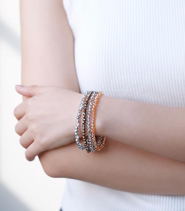 Noessla Beaded Boho Stretch Bracelet Colorful Stackable Crystal Beads Bracelets Trendy Costume Jewelry Mothers Day Gifts for Women