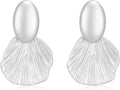 Gold Plated Earrings Dangle Chunky Fan-shaped Earrings Shell Earring for Women Two-Tone Fashion Statement Jewelry