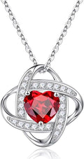 Iefil Valentines Gifts for Her Wife - 925 Sterling Silver Love Knot Birthstone Necklace, Anniversary Birthday Gifts for Women, Jewelry Gifts for Wife Mom Girlfriend