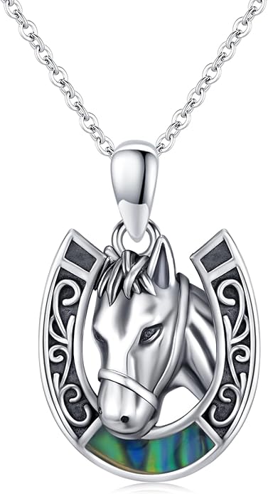 Western Cowboy Necklace 925 Sterling Silver Horseshoe Pendant Western Jewelry Cowgirl Gifts for Women Girlfriend Cowboy Cowgirl