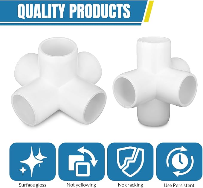 8 Pack 1 Inch 5 Way Elbow PVC Fitting, Furniture Grade Pipe Elbow Connector - Image 5