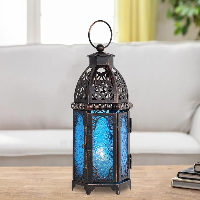 NEEDOMO Hanging Moroccan Lantern, Metal Lanterns Decorative Indoor Outdoor - Image 9