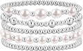 adoyi Gold Bracelets for Women Beaded Bracelet 14K Gold Plated Bracelet Stack Strand Stretch Bead Ball Bracelet Set Stackable Bracelet Adjustable Bracelet Set Jewelry for Gifts