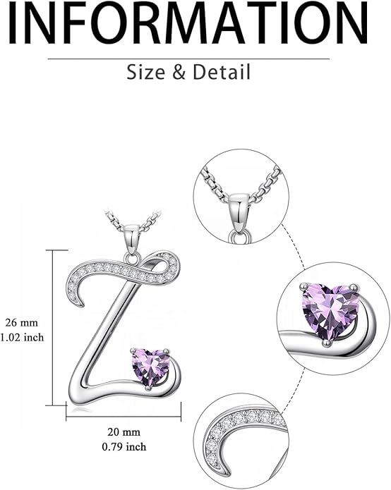 Valentines Day Gifts for Women Alphabet A to Z Initial Birthstone Pendant Necklaces for Women - 18k White Gold Plated Personalized Name Jewelry Valentine Mothers Day Birthday Gifts for Women Her Girlfriend