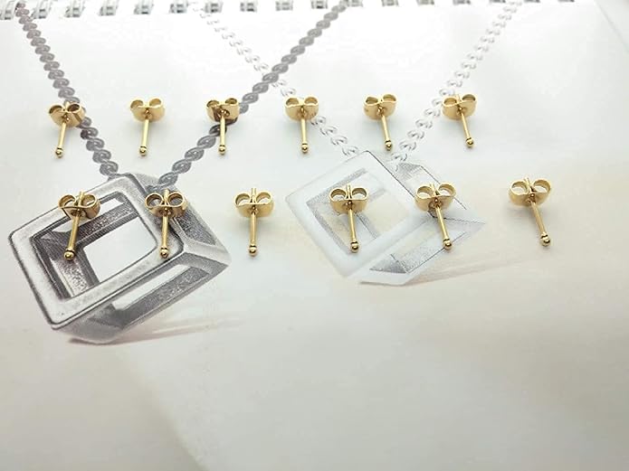 14K Gold Filled Polished Small CZ Pearl Ball Stud Earrings Set for Women Men 20G Surgical Steel Hypoallergenic Piercing Studs for Sensitive Ear, Pack of 6 Pairs