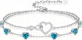 Prismata Infinity Birthstone Charm Link Bracelet 925 Sterling Silver Adjustable 12 Months Birthstone Infinity Bracelet Birthday Jewelry Gifts for Women Mom Her,with 7"+2" chain