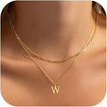 Initial Necklaces for Women Dainty Gold Silver Layered Letter Pendant Necklace Cute Figaro Chain Choker Necklace Personalized Trendy Stuff Jewelry Stack Gift for Women Her