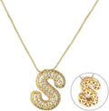 RWQIAN Letter Necklace for Women Bubble, Chunky Initial Alphabet A-Z Pendant Puffy Name Personalized Necklace Dainty Zircon CZ Fashion Jewelry Gifts for Girls Girlfriend