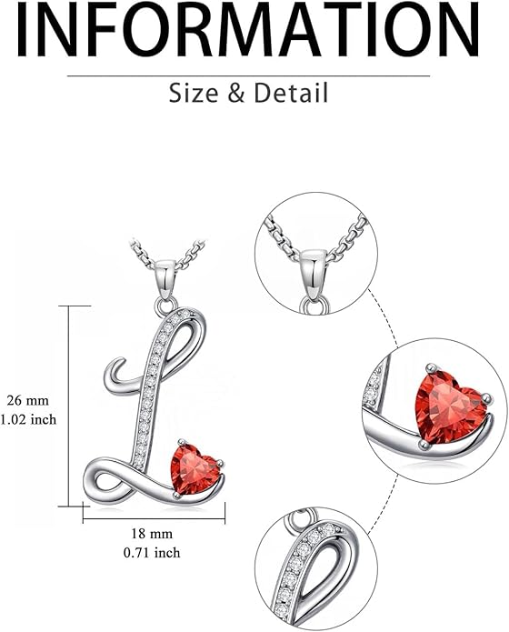 Valentines Day Gifts for Women Alphabet A to Z Initial Birthstone Pendant Necklaces for Women - 18k White Gold Plated Personalized Name Jewelry Valentine Mothers Day Birthday Gifts for Women Her Girlfriend