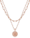 Yoosteel Valentines Gifts for Women Her - Gold Layered Initial Necklaces for Women 14K Gold Plated Dainty Layering Paperclip Link Chain Necklace Coin Initial Necklace Birthday Gifts for Teen Girls