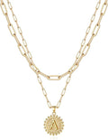 Yoosteel Valentines Gifts for Women Her - Gold Layered Initial Necklaces for Women 14K Gold Plated Dainty Layering Paperclip Link Chain Necklace Coin Initial Necklace Birthday Gifts for Teen Girls