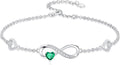 Dorunmo Infinity Heart Anklet Bracelet for Women 925 Sterling Silver Adjustable Infinity Birthstone Bracelet Friendship Jewelry Gifts for Women Birthday Christmas