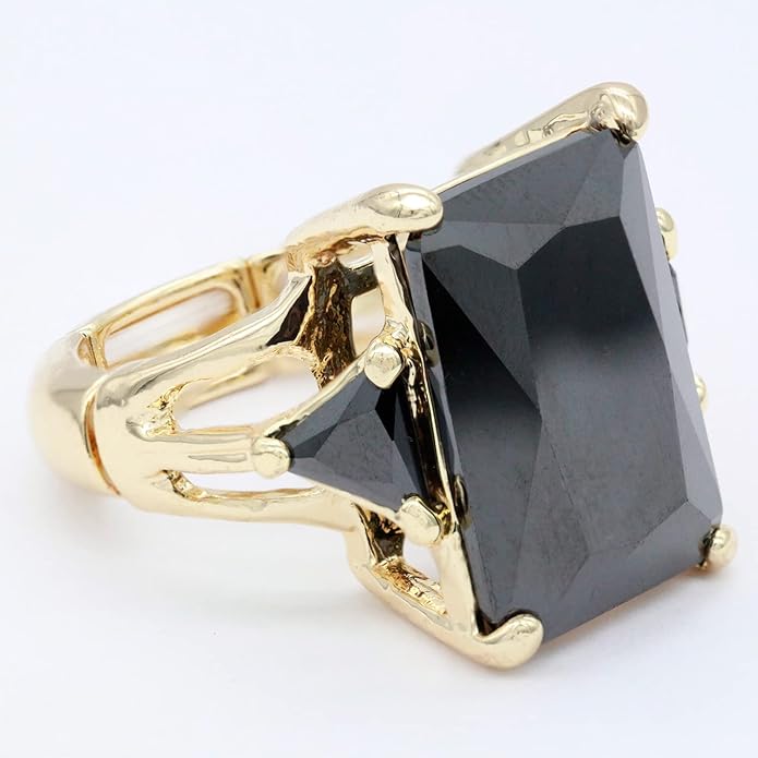 Lavencious Big Bold Radiant CZ Stones Stretch Rings for Women Size for 7-9