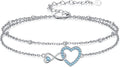 Anklet for Women 925 Sterling Silver Double Infinity Ankle Bracelet Waterproof Summer Jewelry Anniversary Birthday Gifts for Her