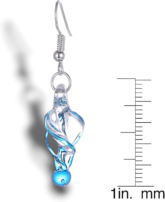 BESHEEK Handmade Earrings Murano Glass Inspired Unique Blue Purple Black Tornado Twirl Glass Dangle Drop Earrings for Women Hypoallergenic Earrings Jewelry