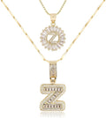Letter Necklace 14k Gold Plated Bling Dainty Necklaces Trendy Chunky Custom Name Necklace Personalized Round Circle Pendant Zirconia Letters Name Crystal Jewelry Gifts for Women
