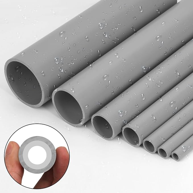 6Pcs 1/2 Inch Grey Electrical Conduit PVC Pipe 17" Long Sch40 PVC Rigid Tube - Image 2