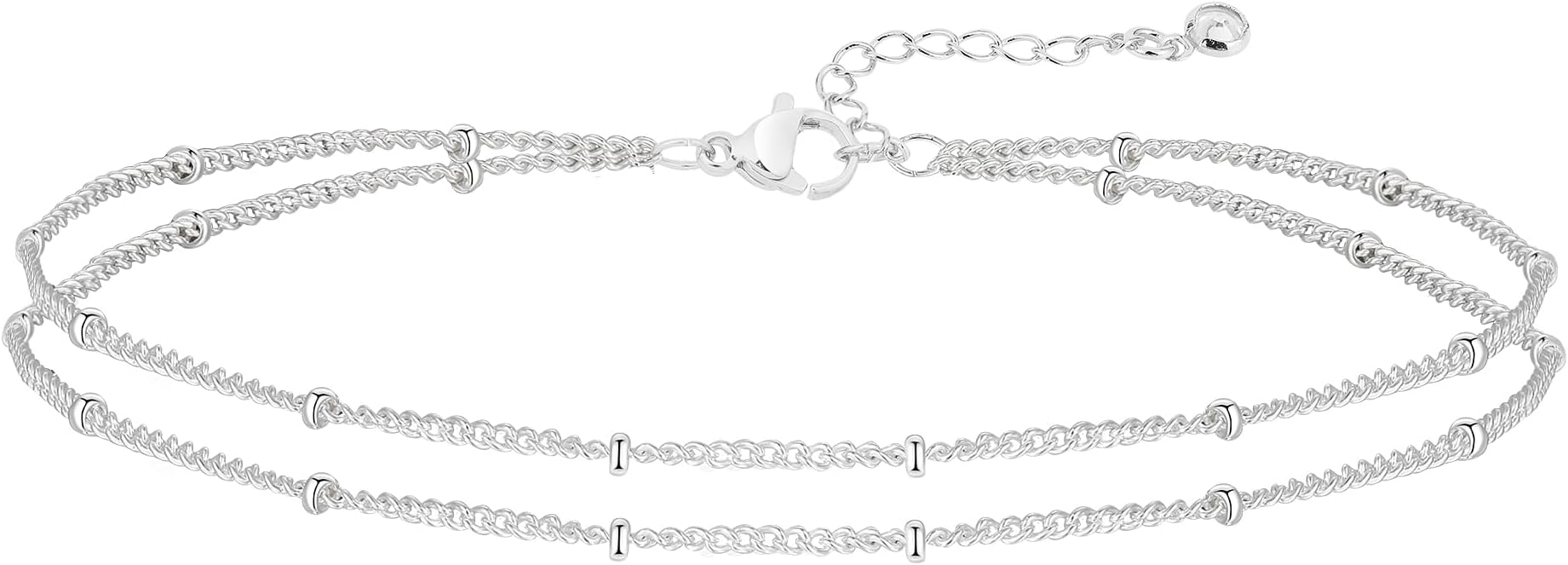 MIDEEO Gold/Silver Ankle Bracelets for Women,14K Gold Anklets for Women Waterproof Cuban Link Heart Beads Herringbone Rhinestone Anklets Set Layered Anklet Bracelets for Women Gold Jewelry Gift