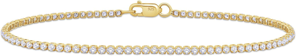Tennis Bracelet for Women 1.10 to 1.30 Carat (ctw) Round Lab Grown Diamond Single Row Stacking Dainty Bracelets for Brides In 10K Solid Gold Or 925 Sterling Silver Jewelry Size-6.5 to 7.5 Inch