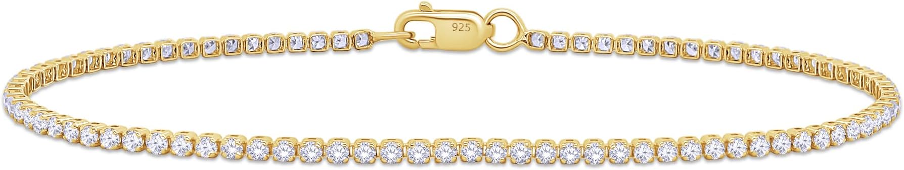 Tennis Bracelet for Women 1.10 to 1.30 Carat (ctw) Round Lab Grown Diamond Single Row Stacking Dainty Bracelets for Brides In 10K Solid Gold Or 925 Sterling Silver Jewelry Size-6.5 to 7.5 Inch