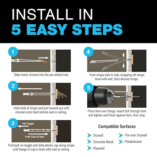 TOGGLER SNAPTOGGLE Toggle Bolt 3/16-24 UNC, 100 Pack, Round Head | Heavy-duty - Image 6