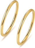 NOKMIT 1mm 14K Gold Filled Rings for Women Girls Thin Gold Ring Dainty Cute Stacking Stackable Thumb Pinky Band Non Tarnish Comfort Fit Size 4 to 11 1PC/2PCS/3PCS
