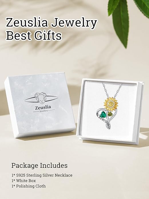 Valentine's Day Gifts for Wife 925 Sterling Silver Double Birthstone Pendant Necklaces I Love You for Always and Forever Necklace Anniversary Birthday Gifts for Wife Girlfriend Mom Her