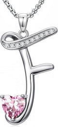 Valentines Day Gifts for Women Alphabet A to Z Initial Birthstone Pendant Necklaces for Women - 18k White Gold Plated Personalized Name Jewelry Valentine Mothers Day Birthday Gifts for Women Her Girlfriend