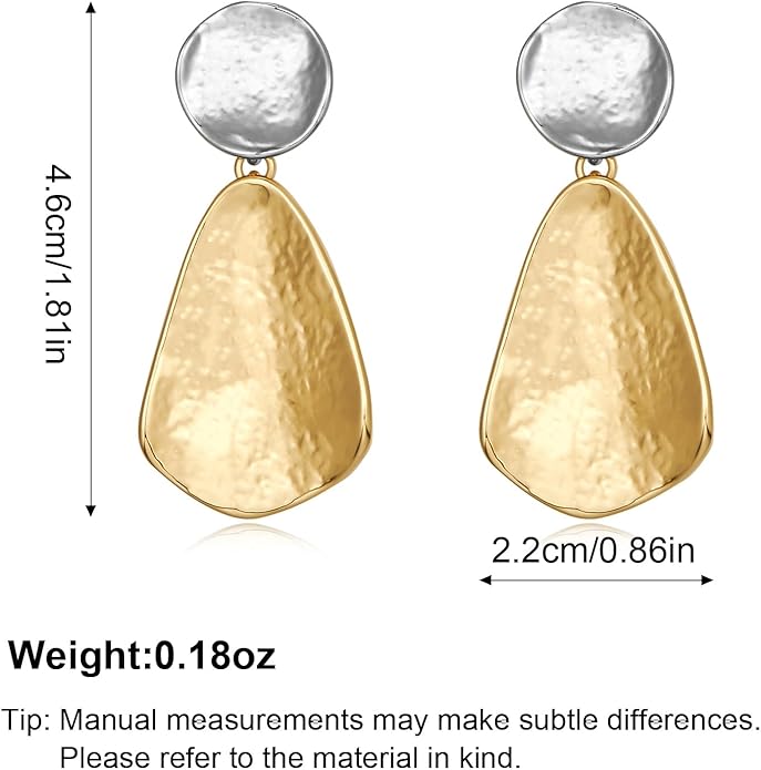 YUJIE Gold Plated Earrings for Women Geometric Chunky Dangle Earring Trendy Silvery Two-Tone Statement Jewelry
